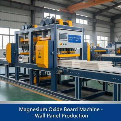 Kapazität 600 Blatt 8-Stunden-Magnesiumoxidplattenmaschine, die eine Brettdichte von 1,2 g/cm³ gewährleistet, geeignet für die Wandplattenproduktion